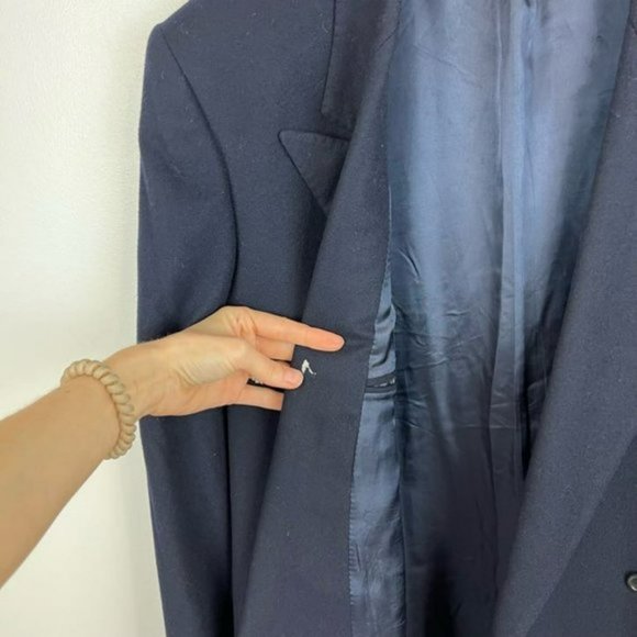Vintage Andrea Silardi Wool Cashmere Navy Dark Blue Blazer Jacket Pockets M / L - Picture 5 of 16